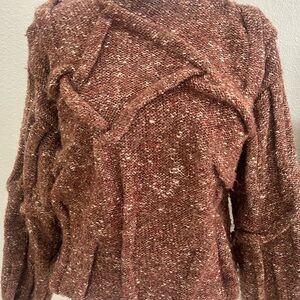 Vintage 1980’s Cottagecore  Brown Textured Turtleneck Granny Sweater Sz M